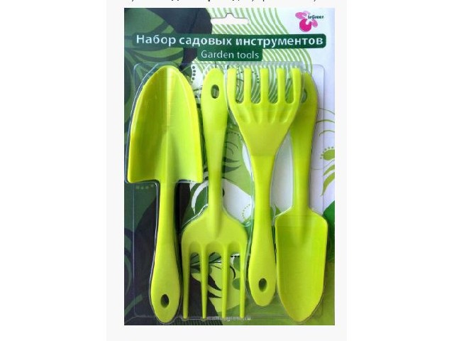 Набор садовых инструментов (лопатка, совок для пересадки,грабельки, вилка для рыхления) Спелая груша